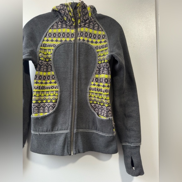 Lululemon Gray Patterned Zip-Up Hoodie Sz 2 - Picture 10 of 11